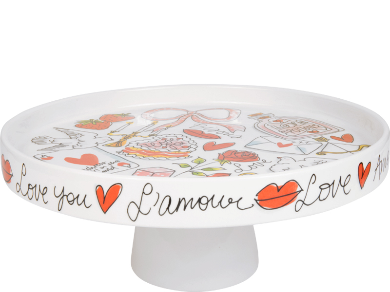 Taartplateau met rand 24cm Valentijn L'amour